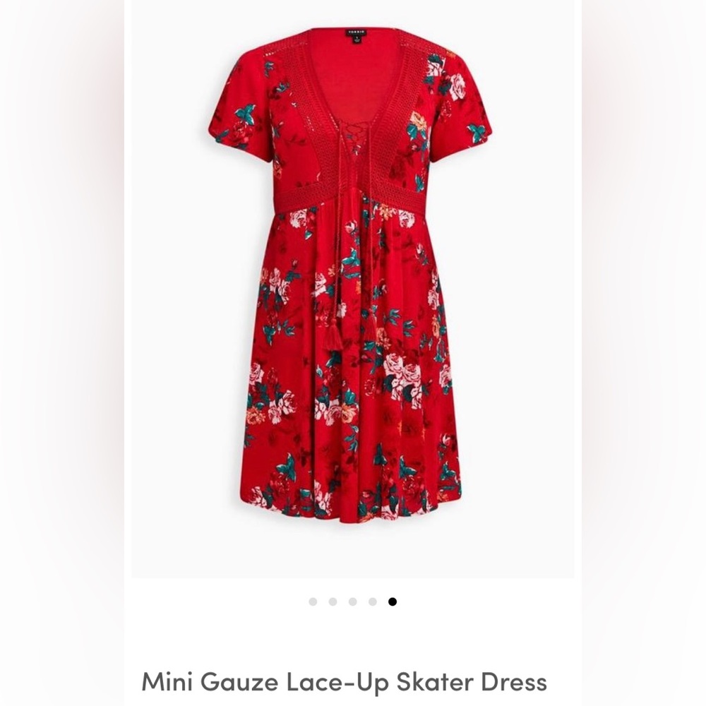 Mini Gauze Lace Up  Skater Dress